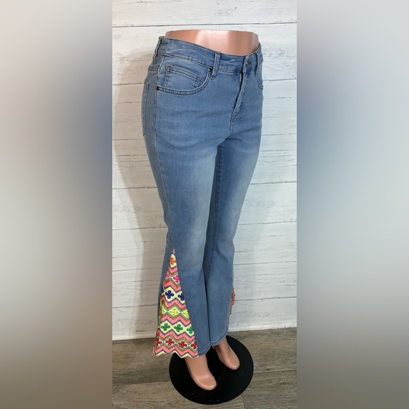 Gemma & Jane flare bell bohemian jeans embroidered size 6 - Picture 6 of 8